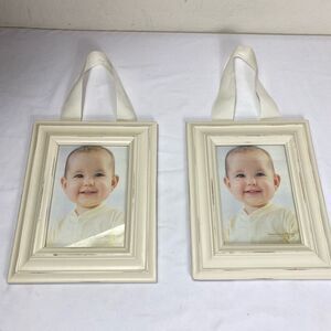 2 Ivory Distressed Wall Hanging Picture Frames